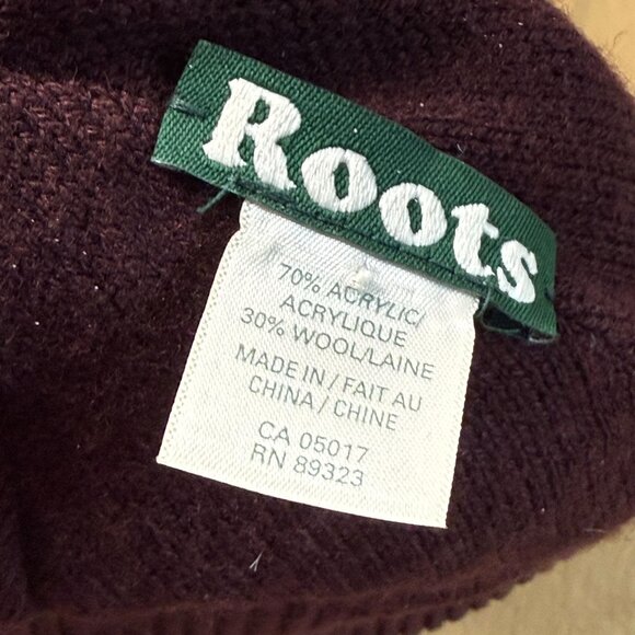 Roots Cable Knit Newsboy Cabbie Cap Hat Wool Blend Burgundy Brimmed Beanie Cozy - Picture 5 of 7